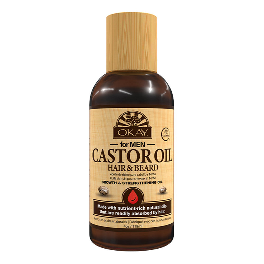 Okay Men Castor Oil Beard and Hair Growth Oil, 4 Oz